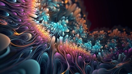  a computer generated image of an abstract pattern of flowers and leaves.  generative ai