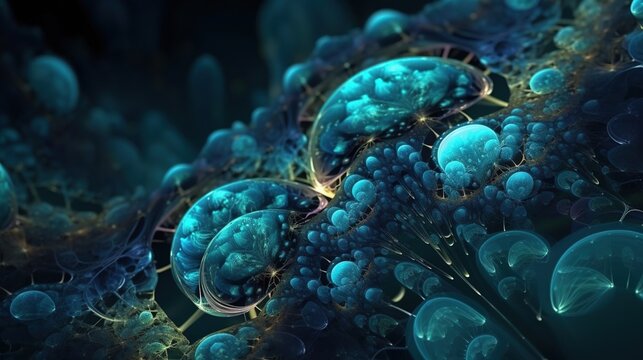  a computer generated image of a bunch of blue jellyfish.  generative ai