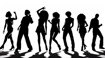 Obraz premium Silhouette of Soul Party Time Dancers of soul fun with Generative AI Technology