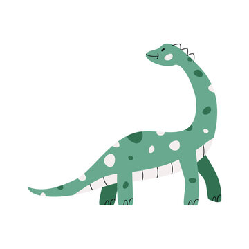 recommend clip art: Flat hand drawn vector illustration of brachiosaurus dinosaur