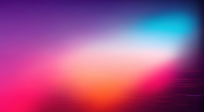 Color gradient abstract background. Blur neon glow. Defocused bright purple pink orange light flare smooth texture art illustration with empty space.