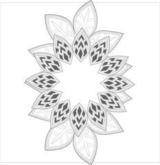Colouring Page for Adult for Fun and Relaxation. Hand Drawn Sketch for Adult Anti Stress. Decorative Abstract Flowers in Black Isolated on White Background.-vector