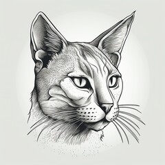 A cat tattoo on white background, minimalist, symmetry, sticker, vector design With Generative AI technology
