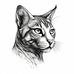 A cat tattoo on white background, minimalist, symmetry, sticker, vector design With Generative AI technology