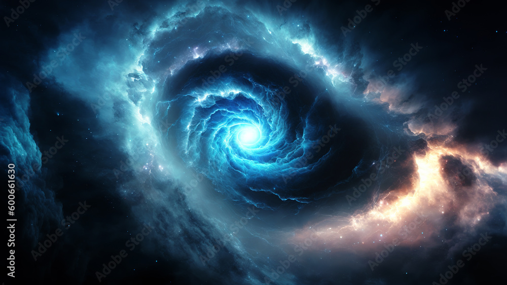 Poster birth of a star in space during a nebula explosion. nuclear fusion of cosmic clouds of gas and dusts