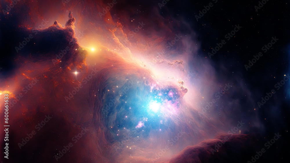Leinwandbilder large view of a colorful dark nebula in space. cosmic background with bright shining stars, galaxies