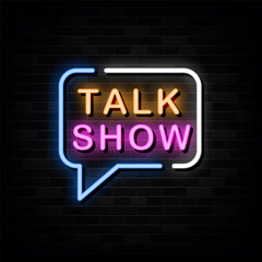 Talk Show Neon Signs Vector. Design Template Neon Style