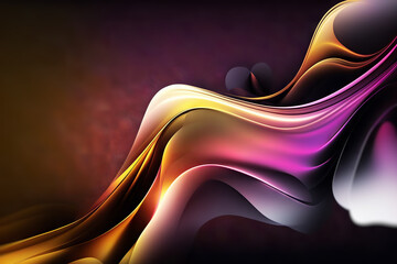 Dark colorful wavy background. Wallpaper with abstract purple waves shapes and curvy texture. Generative ai