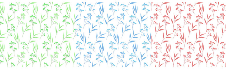 leafes and berries seamless pattern