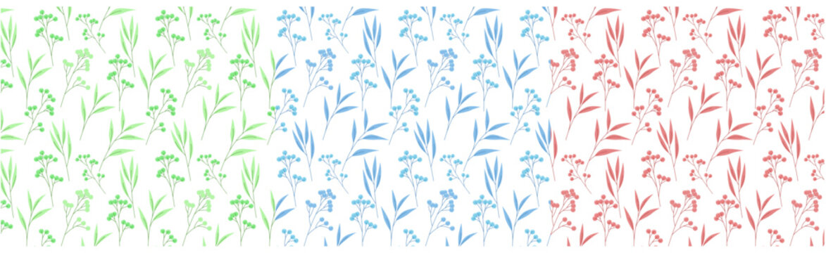 leafes and berries seamless pattern