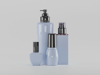 Obraz premium Set of cosmetic items 3d illustration withe white background 