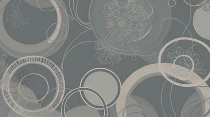  a gray and white wallpaper with circles and swirls.  generative ai