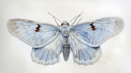 Fototapeta na wymiar a drawing of a blue butterfly on a white background,. generative ai