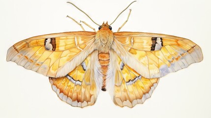  a yellow and white butterfly on a white background with a white back ground.  generative ai - obrazy, fototapety, plakaty