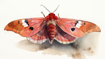  a large orange and white butterfly on top of a white background.  generative ai