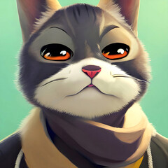 Hare in a scarf close-up illustration