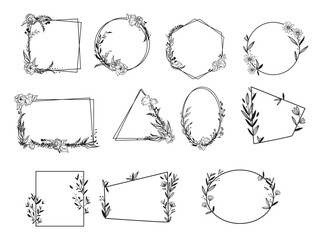 line art frame flower Vector EPS10