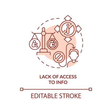 Lack of access to info red concept icon. Information ignorance. Lack of knowledge. Reproductive healthcare abstract idea thin line illustration. Isolated outline drawing. Editable stroke