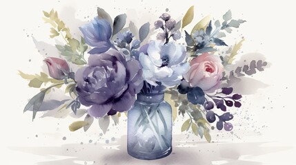  a painting of a bouquet of flowers in a glass vase.  generative ai