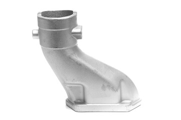 cast piece of metal on white background