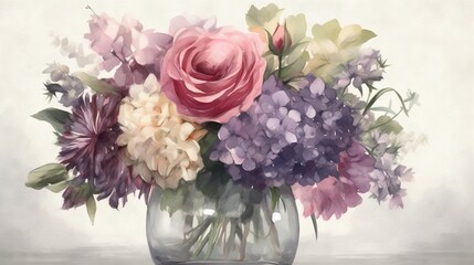  a vase filled with lots of flowers on top of a table.  generative ai