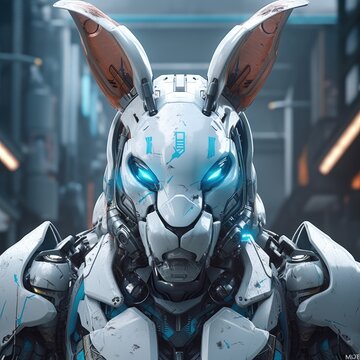 Majestic powerful a robot rebbit