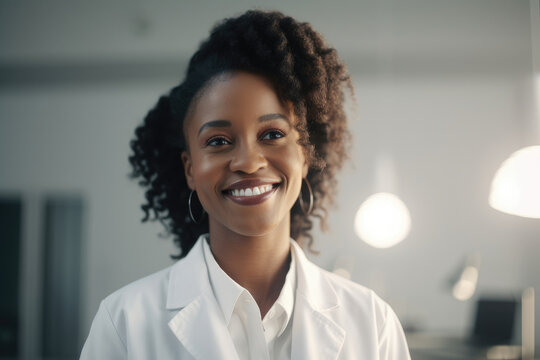 Young african female scientific in laboratory. Generative AI., Generative AI