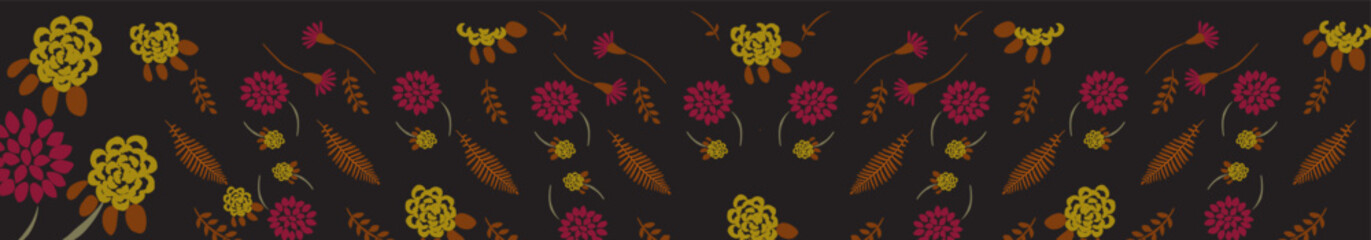 Fototapeta na wymiar Cute horizontal seamless patterns with flowers. Beautiful background great for greeting cards, banner, textiles, wallpapers. Vector illustration.