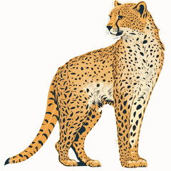 Sticker Cheetah white outline. flat vector illustration