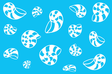 Seashells pattern. Seashells vector. Sea pattern vector. Beautiful seashell sketches. Marine background. Close-up drawing of a shell.