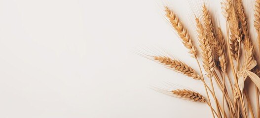 close up wheat ears banner background, Generative Ai