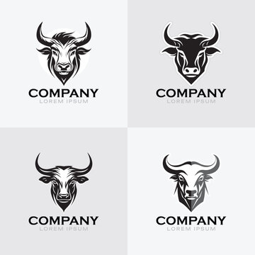 Bull Logo Set. Premium Vector Design Illustration.