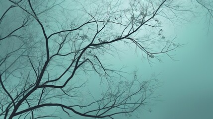  the branches of a tree against a foggy sky background.  generative ai