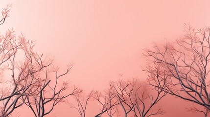 Obraz na płótnie Canvas a group of trees with no leaves on them against a pink background. generative ai