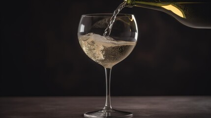  a glass of white wine being poured into a wine glass.  generative ai