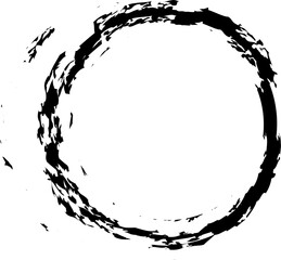 Abstract black paint brushstroke circle on transparent background. Can change color.