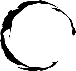 Abstract black paint brushstroke circle on transparent background. Can change color.