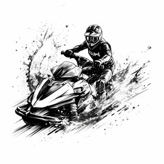 Jet Ski Illustration Isolated On White Background