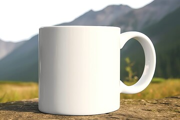 Obraz premium Coffee white ceramic mug, blank Mug MockUp, Coffee Cup 
