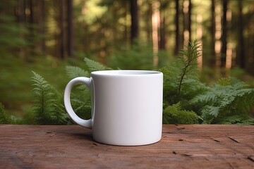 Obraz premium Coffee white ceramic mug, blank Mug MockUp, Coffee Cup 