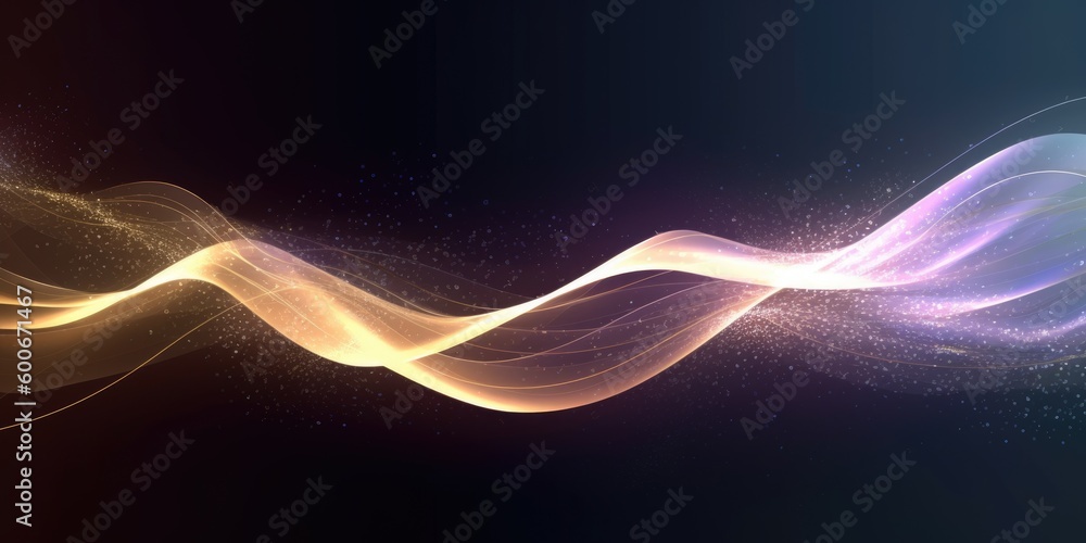 Poster wavy abstract shapes with glittering effect. generative ai aig21.