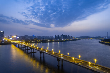 Fototapeta na wymiar Night view of Zhuzhou Bridge, Hunan Province, China