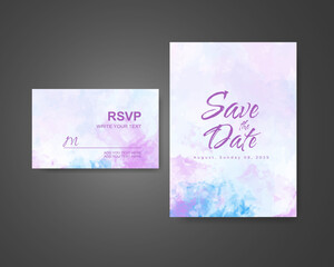 Wedding invitation with abstract watercolor background