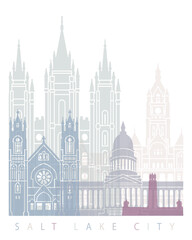 SALT LAKE CITY SKYLINE POSTER PASTEL