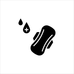 Sanitary pad icon with wings. Vector illustration on white background