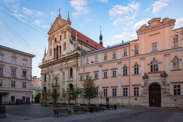 Fototapeta na wymiar Saints Peter and Paul Garrison Church in Lviv (Jesuit church)