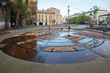 The fountain dedicated to the Hero of Ukraine Dmytro "Da Vinci" Kotsyubailo and all the military volunteers of the Russian-Ukrainian War on Halytska square in Lviv