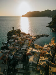 sunset over the sea, Cinque Terre, Italy 