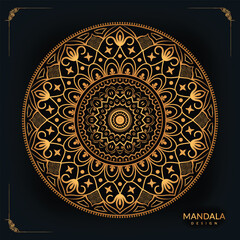 Vector elegant and luxury ornamental mandala design coloring background in gold color Round gradient floral mandala patterns design