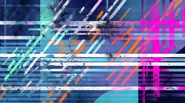 abstract background illustration of colorful strip in vintage grunge color texture design, Generative Ai © QuietWord